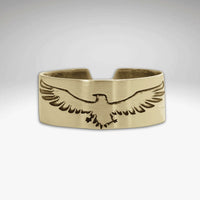 Freebird Adjustable Ring featuring an eagle design in Antique Brass, symbolizing freedom and nature.