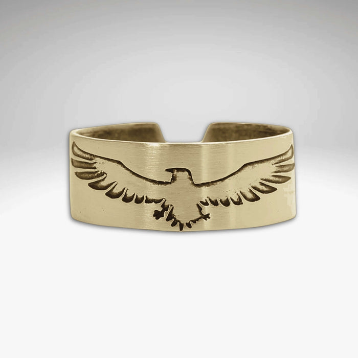 Freebird Adjustable Ring featuring an eagle design in Antique Brass, symbolizing freedom and nature.