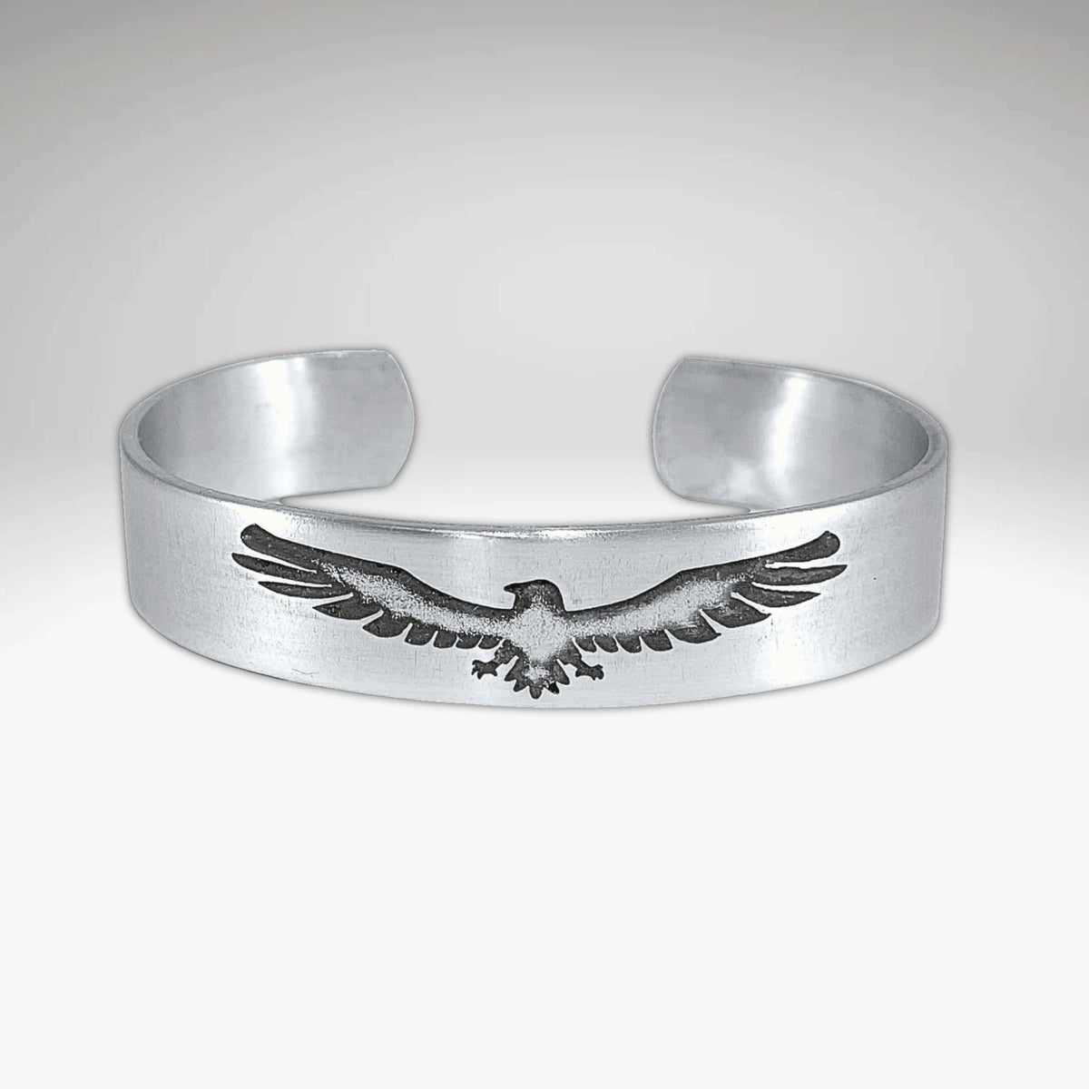 Freebird Cuff Bracelet- Eagle Bird bracelet for men and women showcasing an intricate eagle design on a silver cuff.