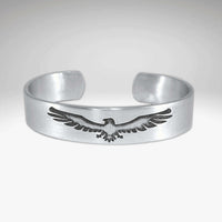 Freebird Cuff Bracelet- Eagle Bird bracelet for men and women showcasing an intricate eagle design on a silver cuff.