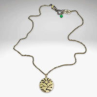 Going to the Sun Necklace featuring a mountain pendant on a rolo chain, available in Antique Brass finish.