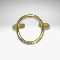 Halo Adjustable Ring in antique brass finish, featuring a hand-hammered texture, perfect for any occasion.