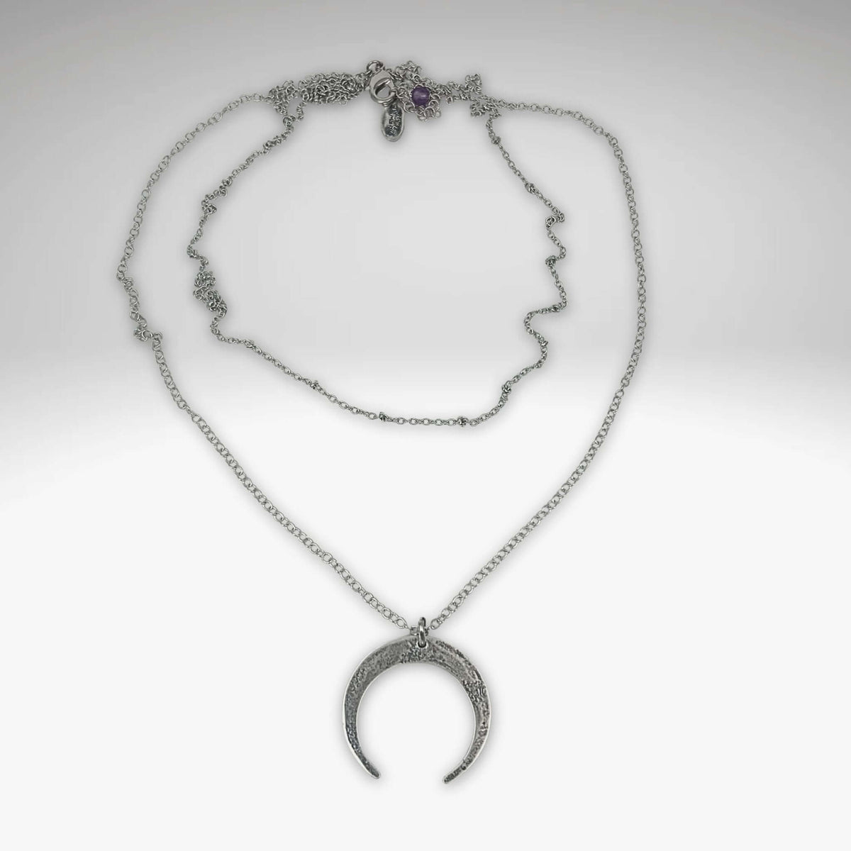 Horned Moon Necklace on satellite chain - Daphne Lorna