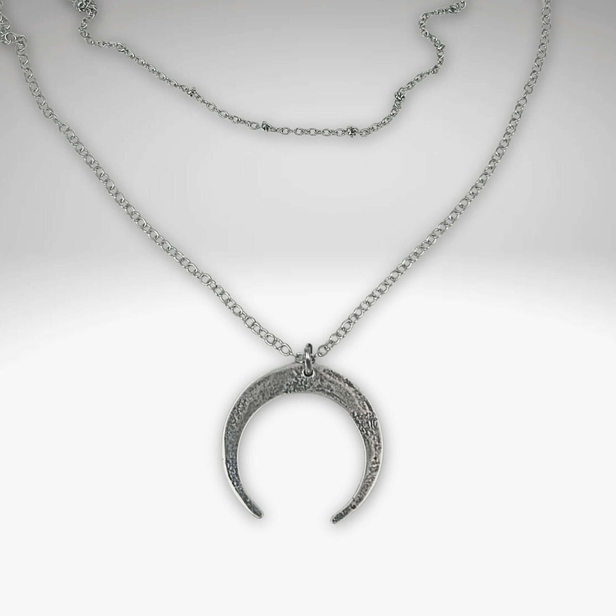 Horned Moon Necklace on satellite chain - Daphne Lorna