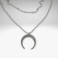 Horned Moon Necklace on satellite chain - Daphne Lorna