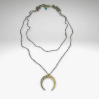 Horned Moon Necklace on satellite chain - Daphne Lorna