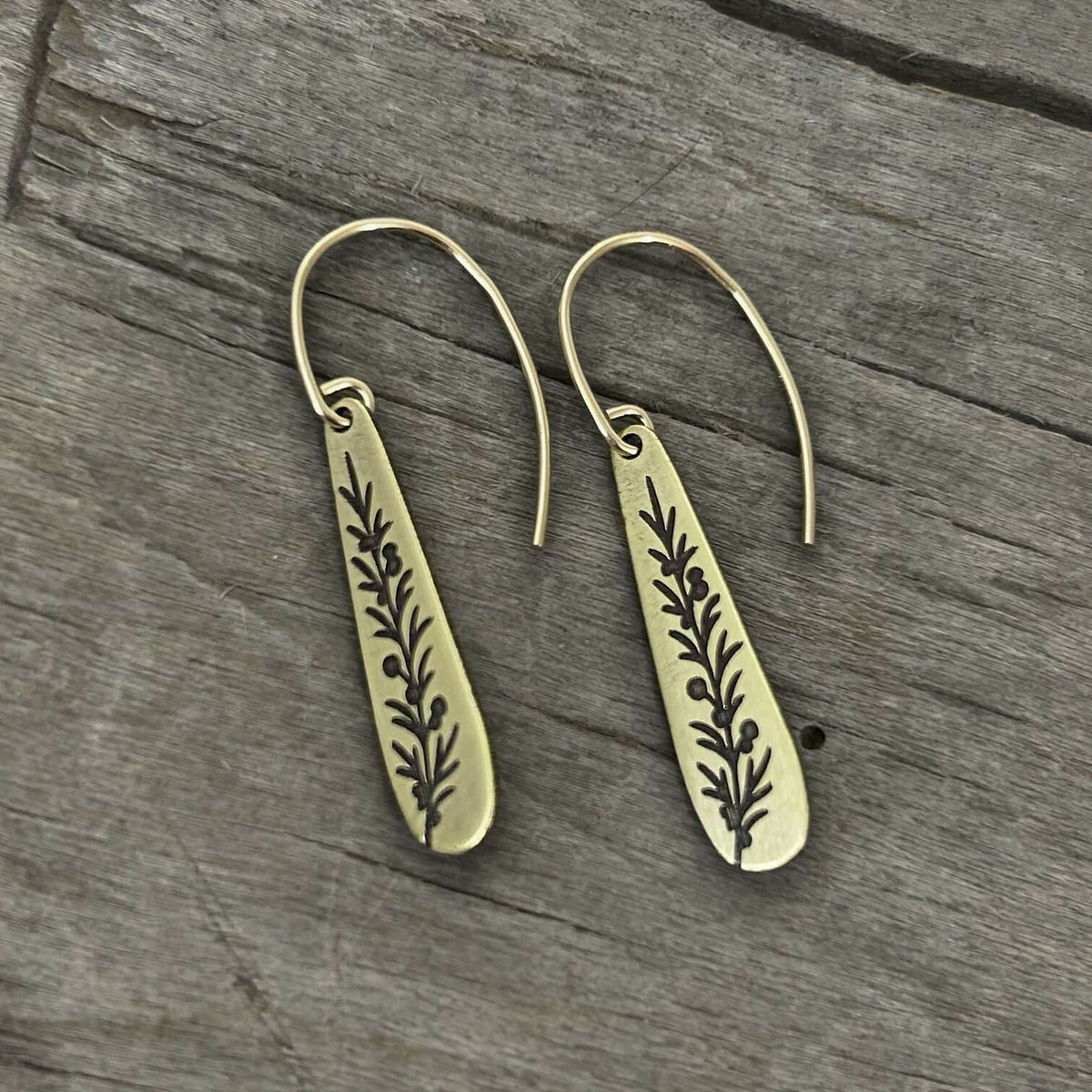 Juniper Sprig Earrings - Dangle Drops - Daphne Lorna