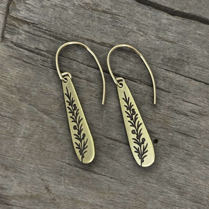 Juniper Sprig Earrings - Dangle Drops - Daphne Lorna