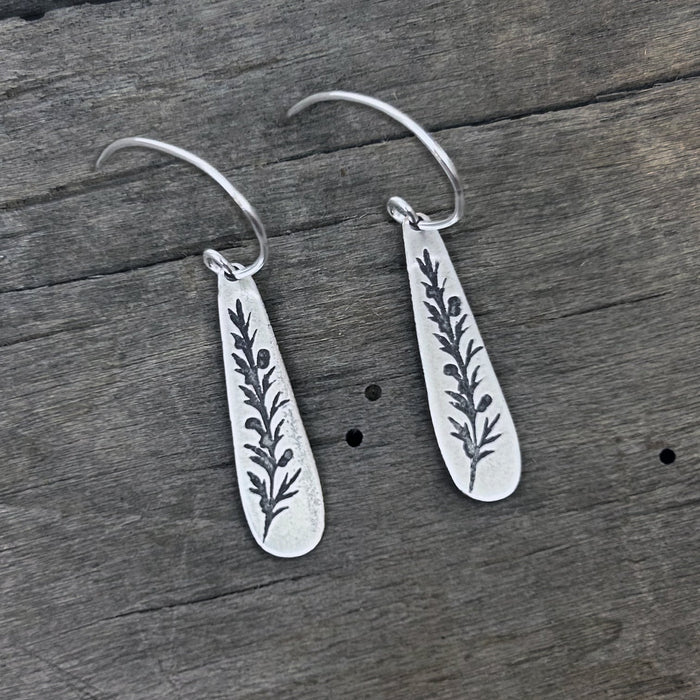 Juniper Sprig Earrings - Dangle Drops - Daphne Lorna