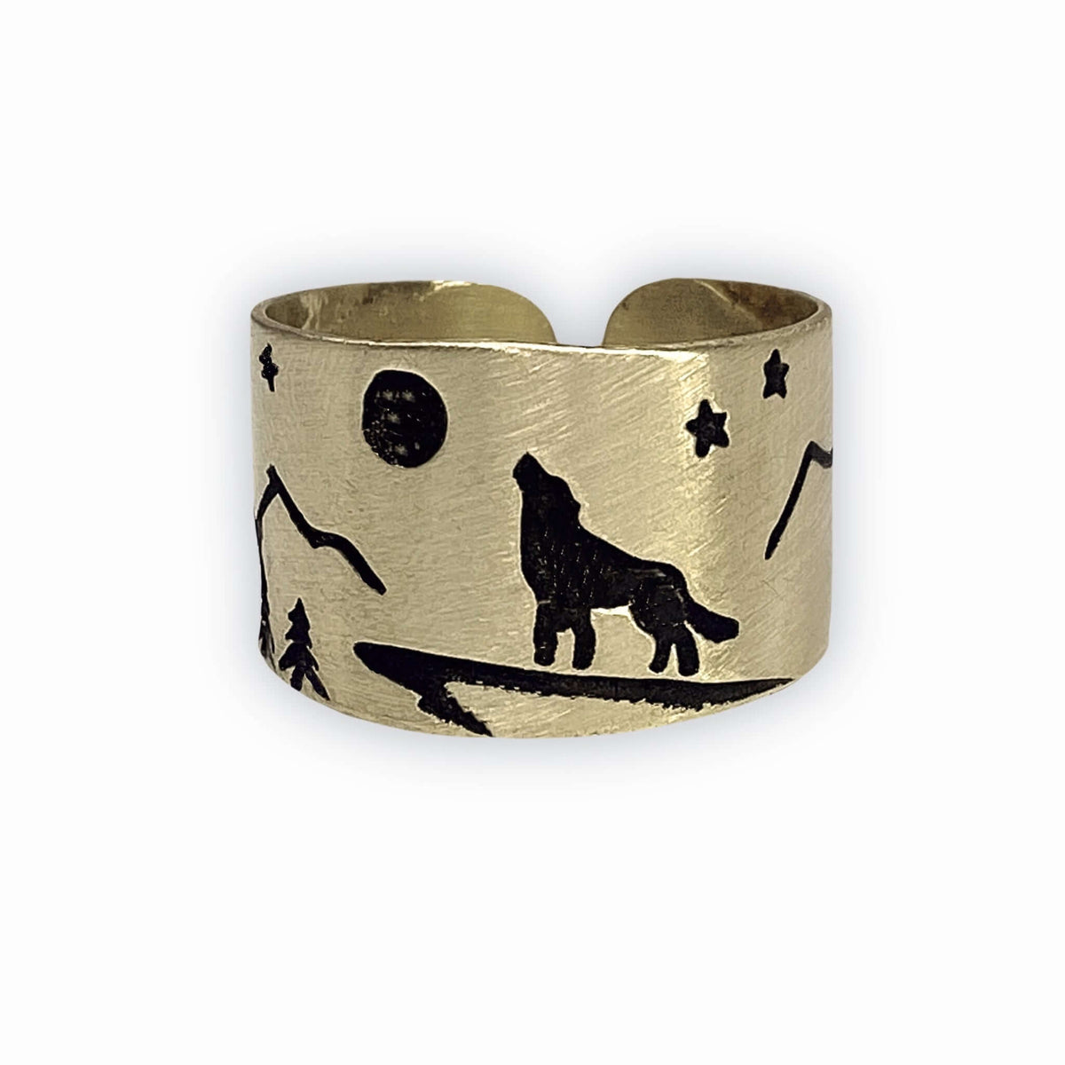 Midnight Wolf Adjustable Ring - Daphne Lorna