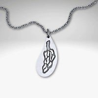 Morel Mushroom Necklace featuring an etched morel pendant on a silver rolo chain.