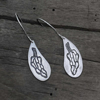 Morels Earrings- Mushroom drop earrings silver or gold featuring detailed fungi design on elegant drop style.