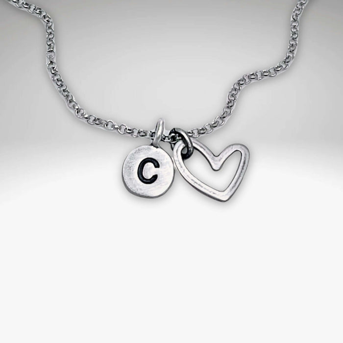 Open Heart Initial Necklace - Daphne Lorna