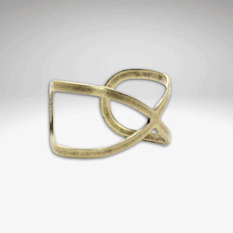 Open Space Adjustable Ring in antique brass finish showcasing a unique, sophisticated design.