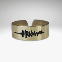 P Pine Adjustable Ring in antique brass finish featuring a pine tree design.