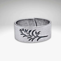 Paintbrush Adjustable Ring featuring a vibrant wildflower design etched in Matte Silver finish.