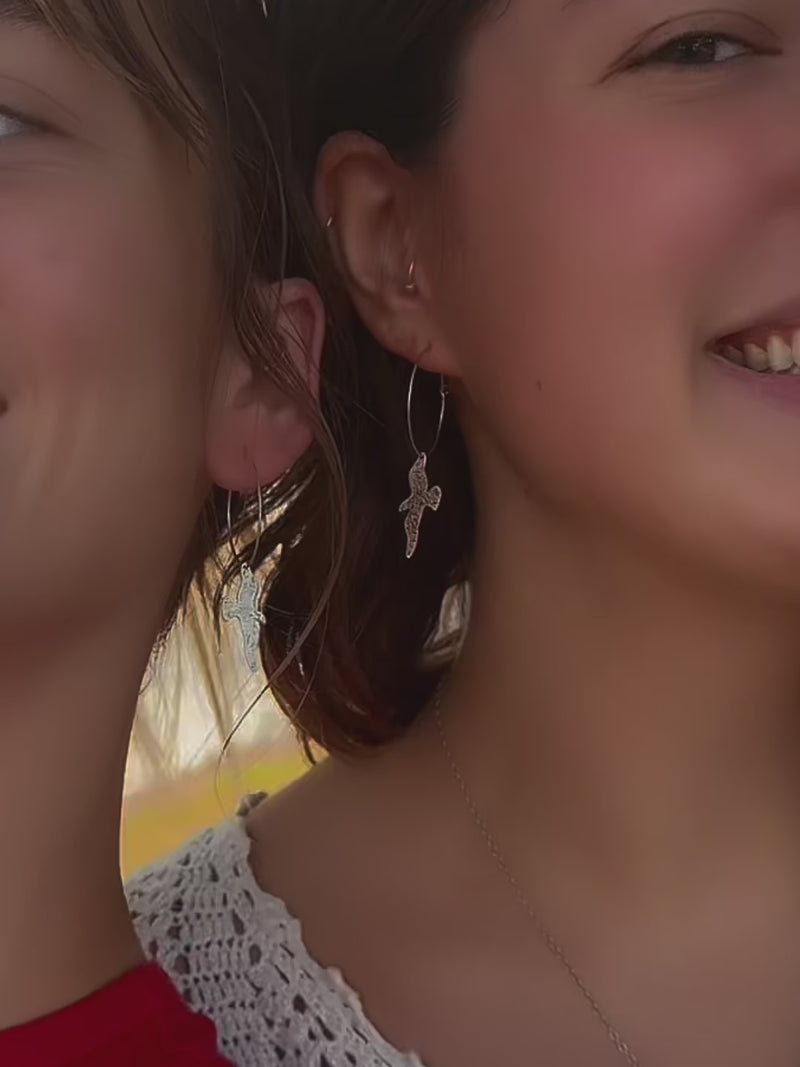 Birds on a Wire Hoop Earrings