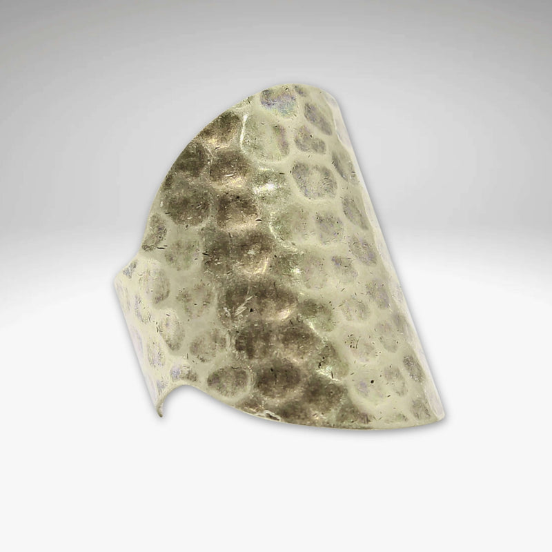 Rubble Adjustable Ring, hand hammered silver ring with wide design, perfect for outdoor adventures or a night out.