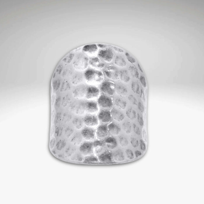 Rubble Adjustable Ring featuring a hand hammered design, perfect for outdoor adventures or nights out.