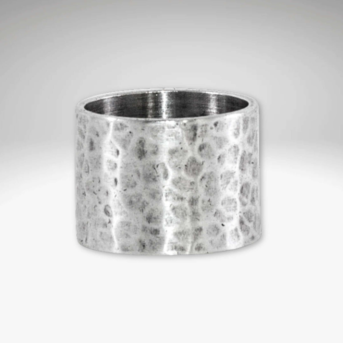 Rubble Ring in hand-hammered Matte Silver finish, showcasing a unique design to elevate any wardrobe.