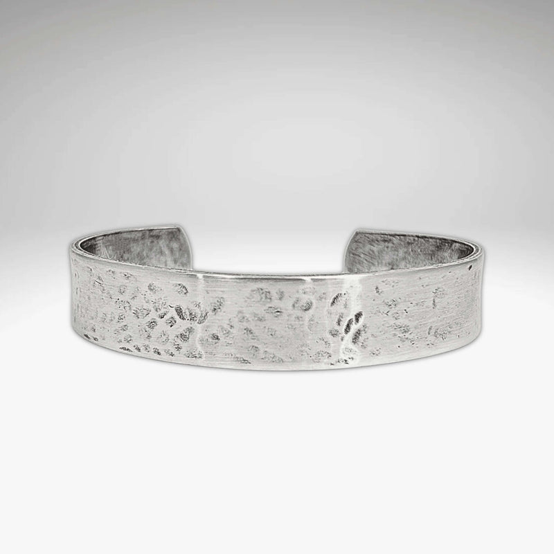 Simple Cuff Bracelet in Matte Silver finish, hand-forged 1/2" cuff showcasing refined minimalism.