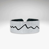 Simple Mountain Adjustable Ring showcasing a unique mountain design on a handmade brass band.
