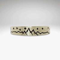 Skinny High Alpine Adjustable Ring showcasing mountains and stars design on a smooth band.