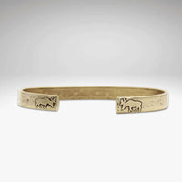 Skinny Moose Cuff Bracelet featuring moose designs on the tips, made of raw brass, perfect gift for moose lovers.