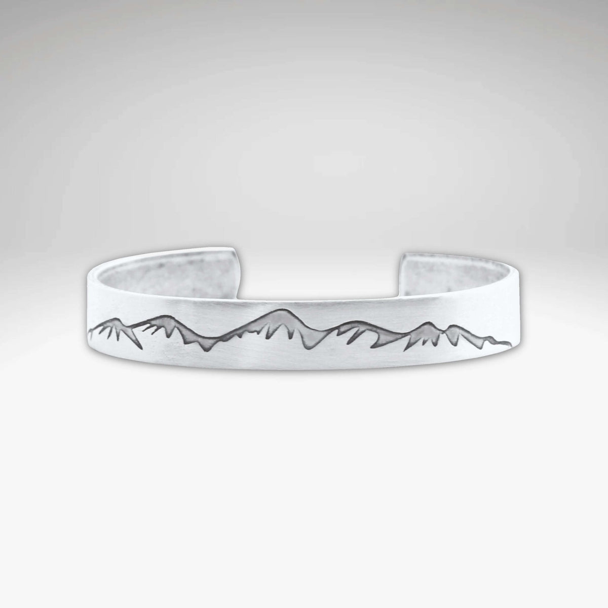 Snowcap Mountains Cuff Bracelet- Great gift for men and women, featuring a mountain design on a sleek cuff.