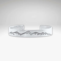 Snowcap Mountains Cuff Bracelet- Great gift for men and women, featuring a mountain design on a sleek cuff.