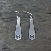 Snowflake Drop Earrings, Teardrop Dangles - Daphne Lorna