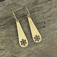 Snowflake Drop Earrings, Teardrop Dangles - Daphne Lorna
