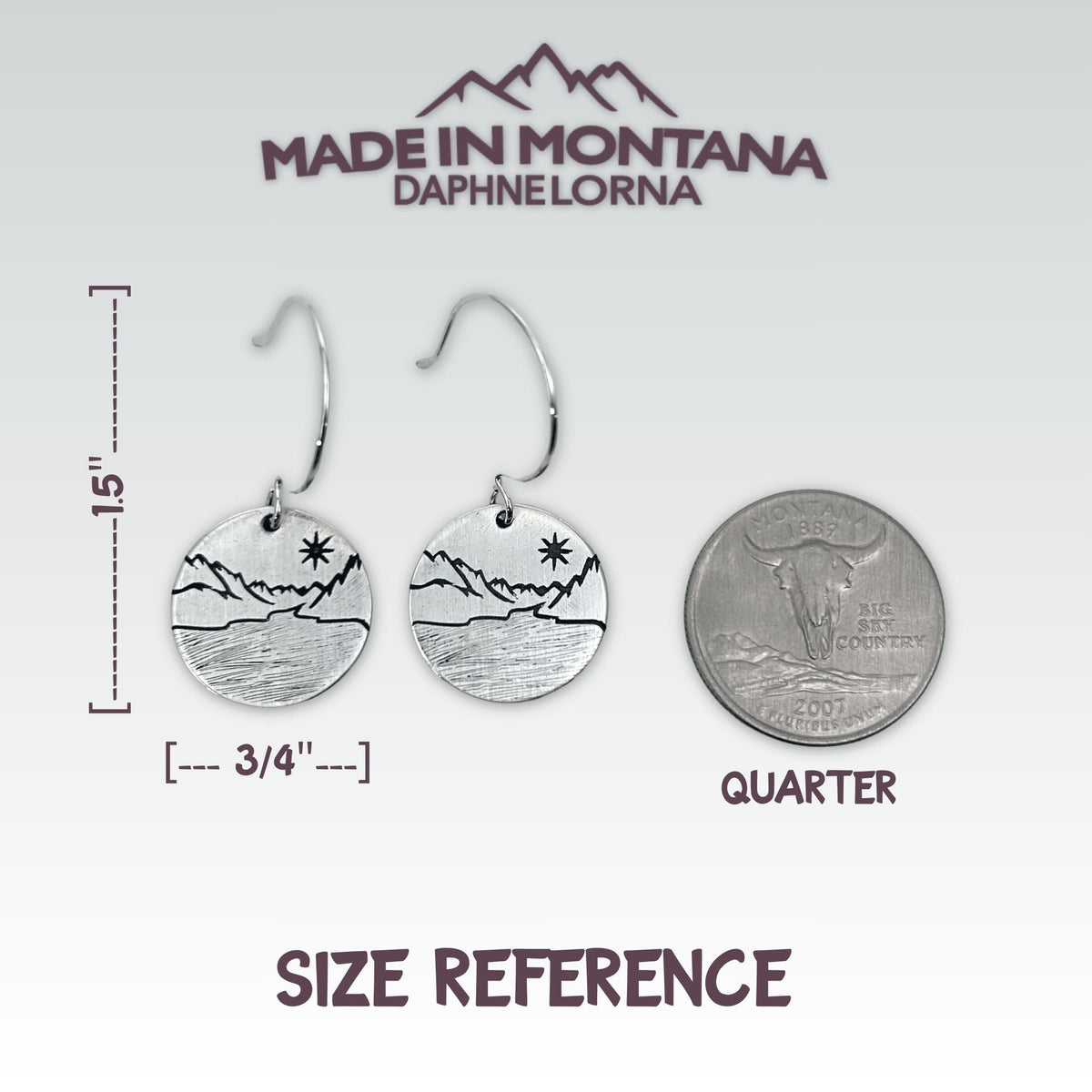 St. Mary Lake Earrings - Glacier Mountain and Lake with Sun - Daphne Lorna