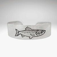 Steelhead Cuff Bracelet featuring an authentic steelhead fish design for fly fishing enthusiasts.