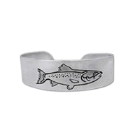 Steelhead Cuff Bracelet featuring an authentic steelhead design, perfect for fly fishing enthusiasts.
