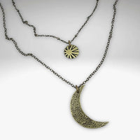 Sun and Moon Long Layered Necklace - Daphne Lorna