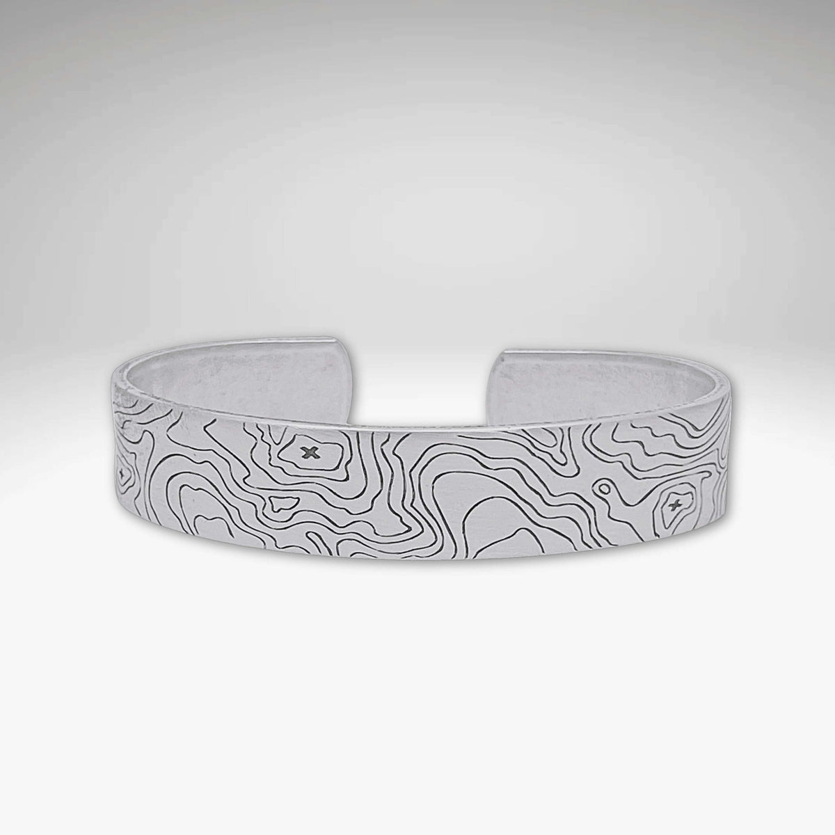 Topo Cuff Bracelet - Mountain cuff for men and women - Grand Tetons with topographical design