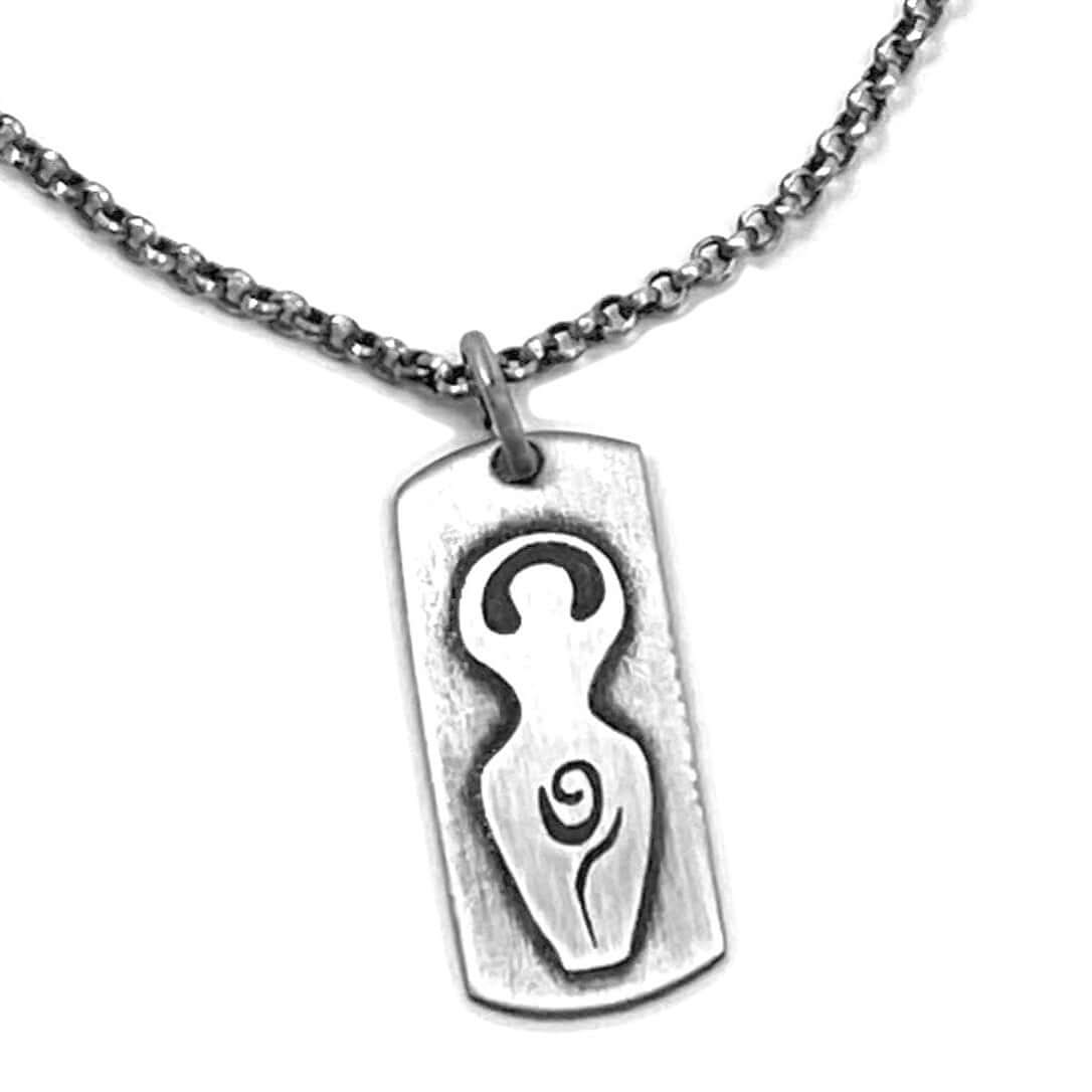 Triple Goddess Necklace featuring a goddess figure pendant on an adjustable silver chain.