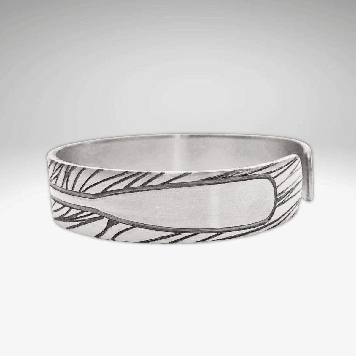 Upstream Cuff Bracelet - Paddle River Rafting Adventure, adjustable cuff bracelet featuring paddle design and wave patterns.