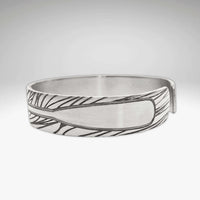 Upstream Cuff Bracelet - Paddle River Rafting Adventure, adjustable cuff bracelet featuring paddle design and wave patterns.