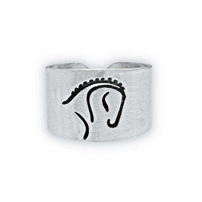 White Horse Adjustable Ring