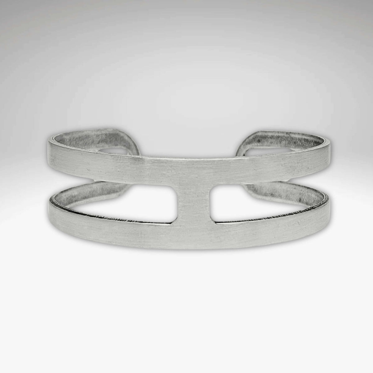 Wide Open Cuff Bracelet in matte silver finish, showcasing a minimalist design suitable for any occasion.