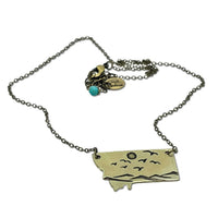 Flyover Montana - Necklace with Mountains birds and sun