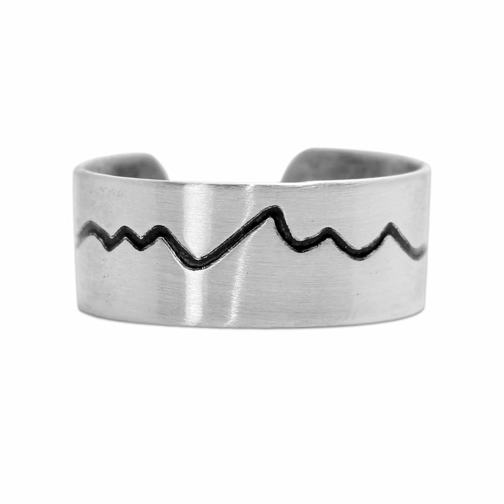 Simple Mountain Adjustable Ring, Matte Silver, daphne lorna