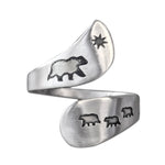 Mama and Cubs Adjustable Ring, Matte Silver, daphne lorna