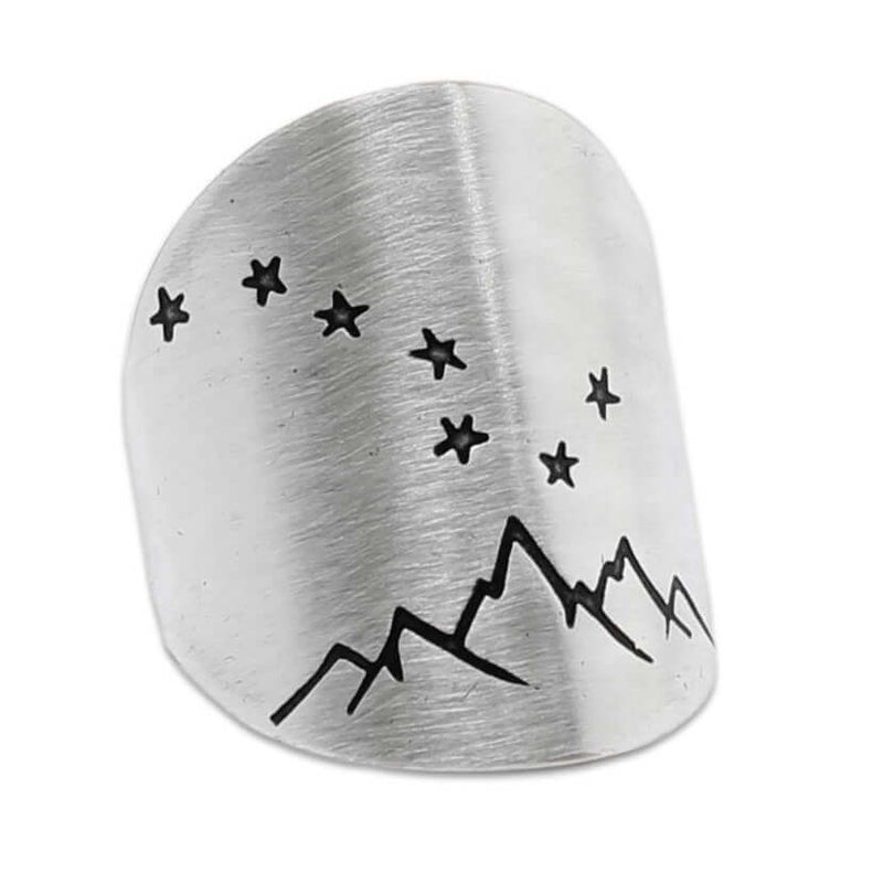 Big Dipper Adjustable Ring, Matte Silver / One Size, daphne lorna