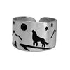 Midnight Wolf Adjustable Ring, Matte Silver / women's, daphne lorna