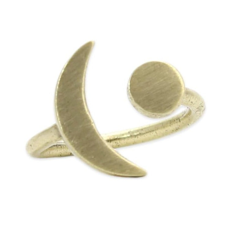 Sun and Moon Adjustable Ring, Matte Silver, daphne lorna