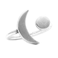 Sun and Moon Adjustable Ring, Matte Silver, daphne lorna