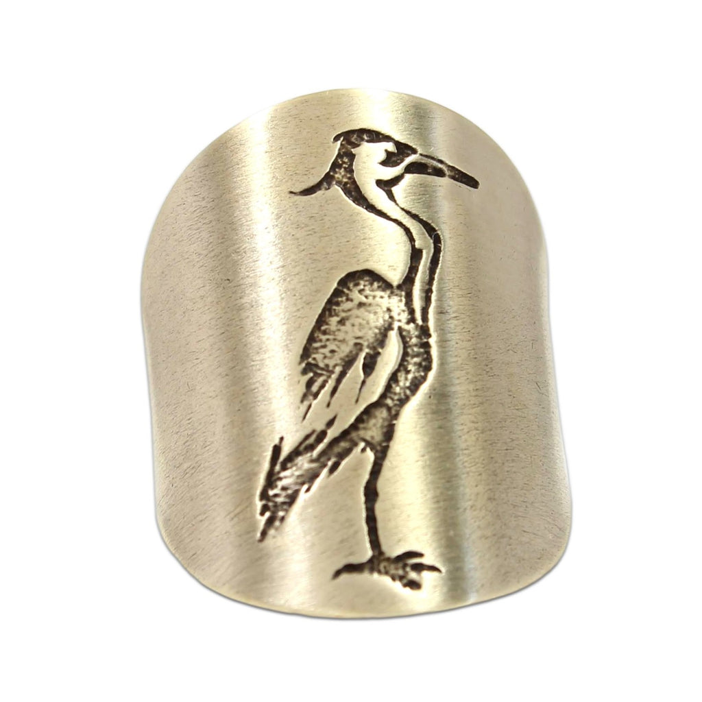 Blue Heron Adjustable Ring, Antique Brass, daphne lorna